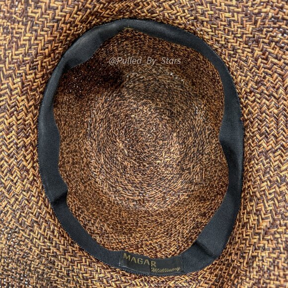 Vintage Custom-Made Artisan Magar Hatworks Millinery 17" Wide Brim Straw Sun Hat - Picture 15 of 16